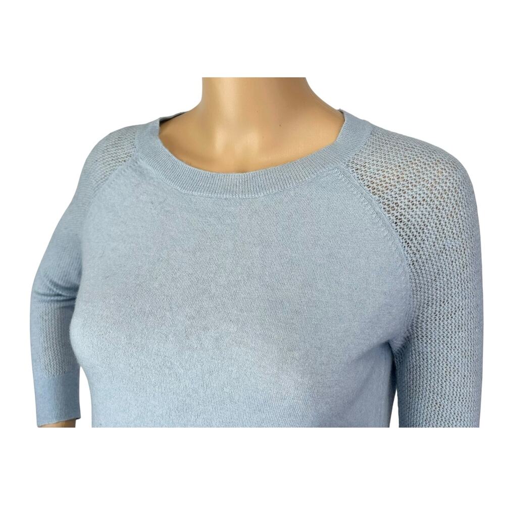J. Crew Merino Wool Mesh Sleeve Sweater Dusty Sky Blue B9210 Size S - Picture 7 of 11